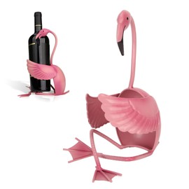 Topyond Flamingo Wine Rack Stylish Iron Holder for Wine Bottles Table Decoration for Bar, Kitchen, and Counter Wine Gift for Lovers and Enthusiasts Pink Flamingo Design