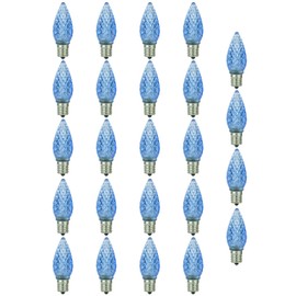 Sunlite 40463 LED C9, Holiday Decorative Light Bulb, 0.4 Watts, E17 Intermediate Base, Faceted Christmas-lights; Nightlight, Blue, 24 Count