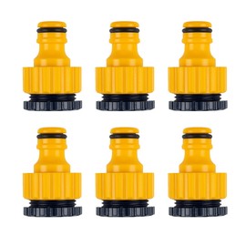 6 Pcs Brass Tap Connectors, 3/4 & 1/2 Inch 2-in-1 Threaded Tap Adapter, Female Outside Faucet Connector for Garden Taps, Kitchen Faucet, Washing Machine Hose