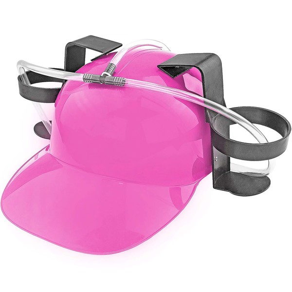 Fairly Odd Novelties Beer Soda Guzzler Helmet Drinking Party Hat, Pink