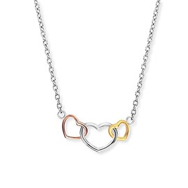 Engelsrufer ERN-WITHLOVE-03 Women's Necklace with Heart Pendants, 925 Sterling Silver, Lobster Clasp, Length: 44 cm, Silver, No Gemstone
