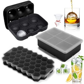 3pcs Bandejas para Cubitos de Hielo 2025,Moldes y Bandejas de Silicona,Plegable Fácil Liberación Moldes y Bandejas para Hielo con Resistente Derrames,