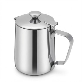 MEKOTRIN Milk Frother Cup 350ml (12oz), Stainless Steel Creamer Pitcher with Lid, Fits for Milk/Coffee/Cappuccino/Latte Art