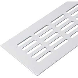 Gedotec Ventilation grille square made of aluminium, 1 piece exhaust grille, white matt, 400 x 80 mm, door grille aluminium for indoor and outdoor use, ventilation grille square for screwing on,