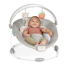 Ingenuity Ingenuity InLighten Baby Bouncer Seat with Light Up-Toy Bar and Bear Tummy Time Pillow Mat - Nate, Newborn and up