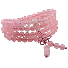 Shanxing 6mm Rose Quartz Crystal 108 Prayer Beads Mala Wrap Bracelet for Women, Pink Worry Beads Healing Crystal Bracelet Tibetan Buddhist Jewellery Gift Buddha Reiki Meditation Stone Necklace