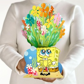 Lovepop Spongebob Squarepants Everyday Pop-Up Paper Flower Bouquet for Her and Him - Flower Buds for Boys, Girls, Men, Women - 12" Bouquet - Blank Notecard Included