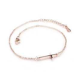 Kim Johanson Stainless Steel Women's Anklet Cross in Rose Gold with a Strong Lobster Clasp Including Jewellery Bag, Stainless Steel