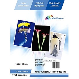 LabelOcean 100 Sheets Premium Quality High Gloss Photo Paper 13x18cm (5x7") 180g