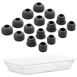 JNSA 16pcs Grey Replacement Silicone Eartips Earbuds Eargels for Beats by dr dre Powerbeats 2 / Powerbeats 3 Wireless Stereo Earphones [Come with a Plastic Storage Box][ Dark Grey ] pb16dg