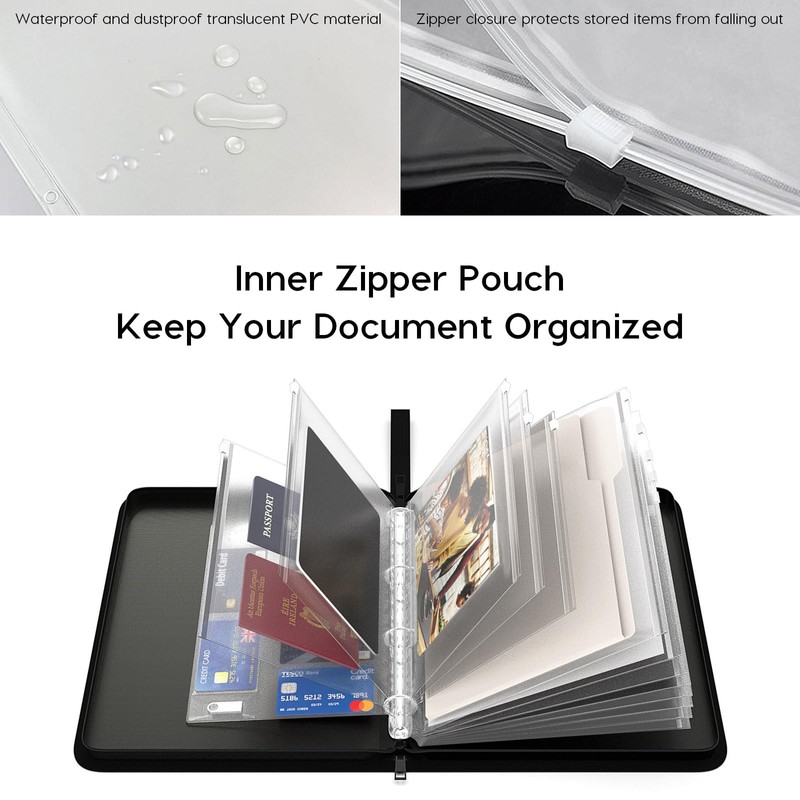 Important Document Organizer Zipper Binder,Fireproof Document Bag for Birth Certificate