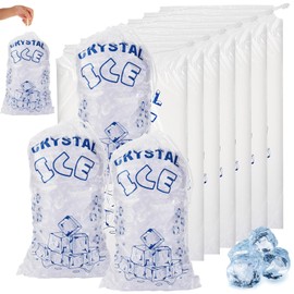 100 Pcs 20 lb Plastic Ice Drawstring Bag 28 x 14 Inch Drawstring Pack Clear Plastic Packaging Storage for Ice Storage with Draw String Closure