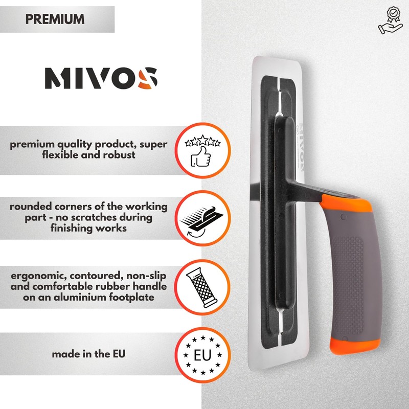 MIVOS Premium smoothing trowel made of high-quality stainless steel, 240