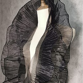 Creativesugar 5 Yards Retro Ruffle Pleated Chiffon Trim Dress Bag Decoration Tulle Fabric Applique Trimming Craft Sewing (Black Ruffle)