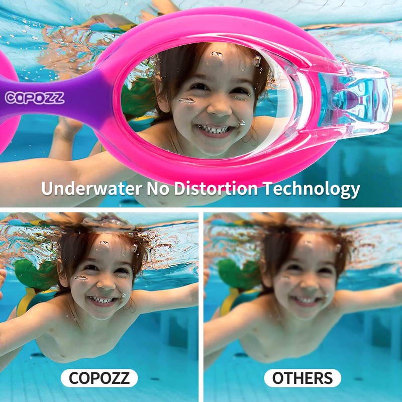 COPOZZ - anteojos de natación para niños, antivaho, marco suave