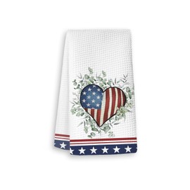 XYDEG Sage Green Eucalyptus Kitchen Towels Decor,Independence Day American Rustic Hand Towels Patriotic Kitchen Towels for Home Kitchen Decor,4th of July Patriotic,16×24 Inches