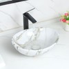 Davivy 16.3"x13.4" White Marbling Bathroom Vessel Sink with Pop Up