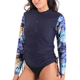 MASOCIO UV Shirt Women's Long-Sleeved and 1/4 Zip Surf Swimming Shirt UPF 50+Rash Guard S-XXL, navy