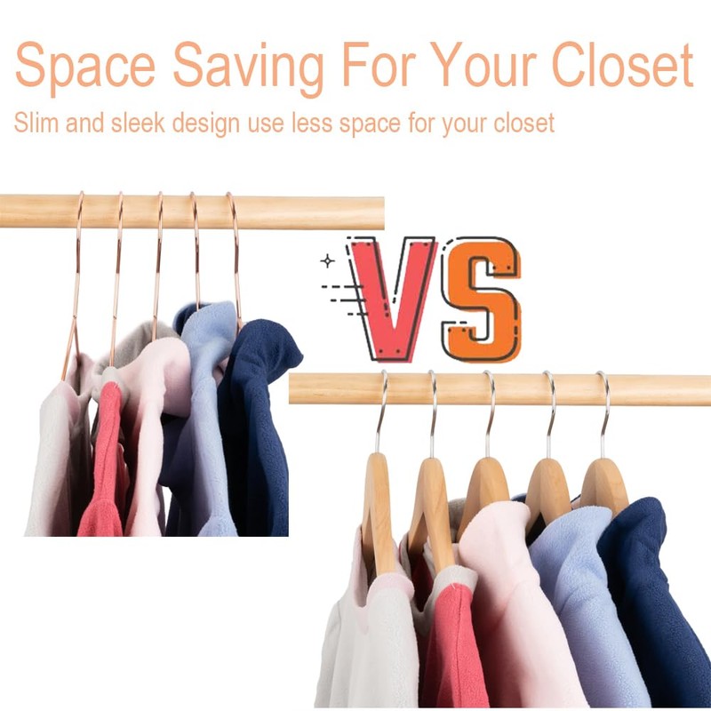 Koobay 16.5" Rose Gold Copper Clothes Hangers - 30 Pack,Heavy