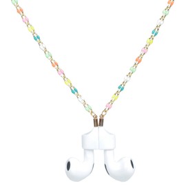 YWJRINDFL Anti-Lost Strap Holder Colorful Rainbow Beads Stainless Steel Gold Chain Rope for Women Compatible With Airpods pro,1,2 3