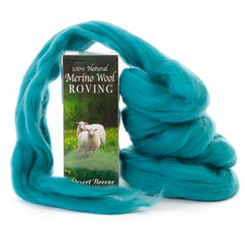Merino Wool Roving, Premium Combed Top, 1 oz, Color Seafoam Green, 21.5 Micron, Perfect for Felting Projects, 100% Pure Wool, Made in The UK