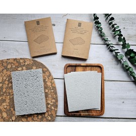 Eco Sponge Plastic Free 4 or 8 Pack Large Size 14 x 10 x 2cm Plastic Free Biodegradable Compostable Natural Cellulose Surface Durable Dish Sponge (4)