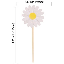 24 piezas de decoración para cupcakes de margaritas, decoración para tartas de margaritas, decoración para tartas de crisantemo, decoración para tartas de flores de primavera y margaritas, suministros