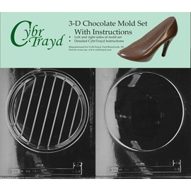 Cybrtrayd D301AB Chocolate Candy Mold, Includes 3D Chocolate Molds Instructions and 2-Mold Kit, 7-1/2-Inch, Round Pour Box