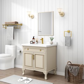 Angle Simple Hand Towel Holder Brassy Gold, SUS 304 Stainless Steel Square Towel Ring for Bathroom Wall, 7.09 Inches