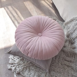 NatureMan Round Throw Pillow Velvet Decoration Small Throw Pillow Pumpkin Design Suitable for Living Room Sofa Bed Floor 13.7 Inch Pink