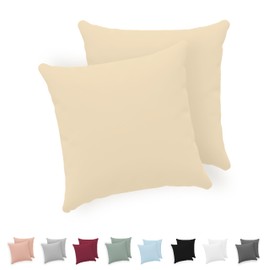 Twinzen® Cushion Covers, 100% Jersey Cotton, 150 GSM, Cushion Cover with Zip, OEKO-TEX Certified, 50 x 50 cm, Set of 2, Beige