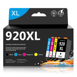 920XL Ink Cartridge (4-Pack, Black Cyan Magenta Yellow)