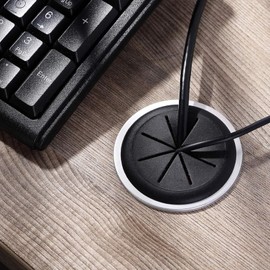 SWTYExt 50 mm Cable Pass 6 Pieces Cable Tidy Desk Black Cable Pass Desk Plastic Table Cable Guide for Desk School Office Home Organised Cable