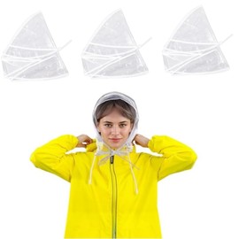 Yunmoxiao 4 PCS Rain Bonnet with Visor Clear Rain Caps Plastic Rain Scarf Reusable Rain Hat for Women Lady Female Rain Wear