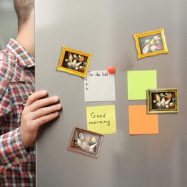 PYOAGT 4 Pack Magnetic Picture Frames for Refrigerator - 3.66"x2.95" Vintage Photo Frames, Antique Ornate, Paintings, Home & Office Decorative Gift (Gold style 1)