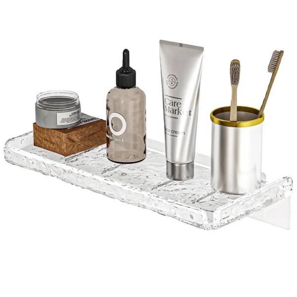 Yiezi Shower Storage Shelf, Wall Floating Shelf, Clear Wall Mounted