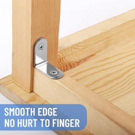 20 Pcs L Bracket Corner Brace, Stainless Steel Right Angle Bracket, Single Hole and Double Hole 90 Degree Bracket, Metal Corner Bracket for Wood Furniture Chair Drawer Cabinet with 60 Pcs Screws