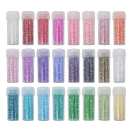 INSPIRELLE Size Almost Uniform 120 Gram 12/0 (2mm) Glass Round Seed Beads for Craft Jewelry Making, 24 Color-Lined Clear AB Colors