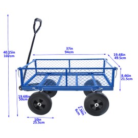 Heavy Duty Steel Garden Cart with Removable Mesh Sides, 550Lb Capacity Utility Wagon, 180° Rotating Handle for Easy Maneuvering, All-Terrain Yard Cart for Gardening, Landscaping & Home Use