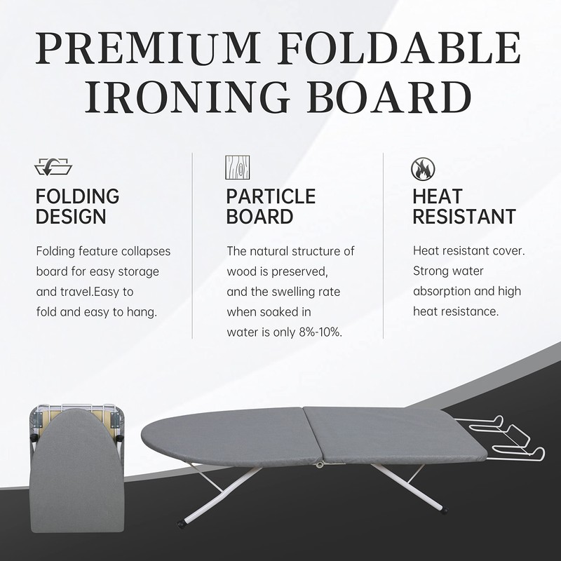 2023 Reinforced Tabletop Ironing Board,Portable Iron Board with Iron Rest,