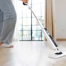 LivingSURE Scrubber & Steam Mop, Multi-Purpose Floor and Surface Cleaner with Handheld Steamer, 3 Settings, Swivel Head, and Accessories