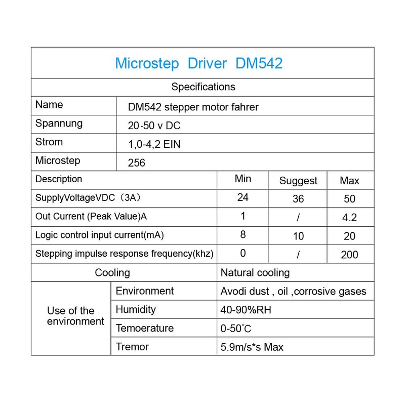 Microstep Driver DM542 3D Printer CNC Stepper Motor Controller 2-Phase