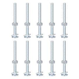 sourcing map 1/4-20 x 3" Square Neck Carriage Bolts with Nuts & Washers, Carbon Steel Coach Bolt Screws 10 Set