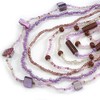 Avalaya Plum/Lavender/Transparent Glass Bead Sea Shell Tassel Necklace with Button