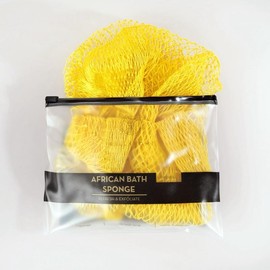 Bellanomi African Exfoliating Net Sponge, Ethically Sourced from Nigeria Bath Sponge Smooth Skin Bath Sponge Shower:_Yellow