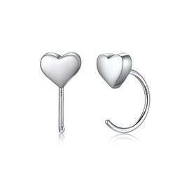 Half Huggie Earrings 925 Sterling Silver Heart Hoop Earrings,Tiny Half Hoop Earrings for Women