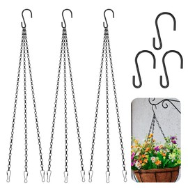 Siutaga 3 Pieces 15.7 inch Black Hanging Basket Chain with Hooks Flower Plant Pot Replacement Chain Hanger for Bird Feeders, Flower Pots, Lanterns, Wind Chimes, Billboard, Wall-Mounted