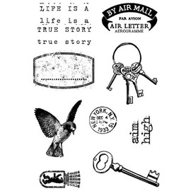 Polkadoodles A6 Studio Vintage Ephemera Clear Polymer Stamp, Set of 12