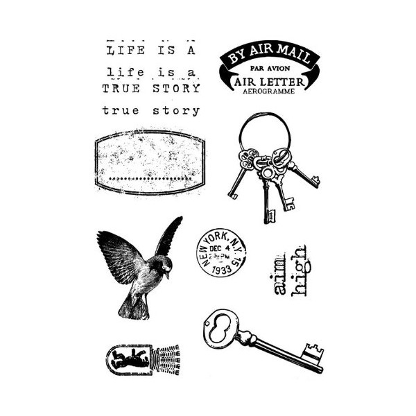 Polkadoodles A6 Studio Vintage Ephemera Clear Polymer Stamp, Set of