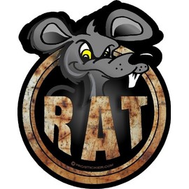 ProSticker 708 (One) 4" Rat Rod Series Cartoon "Rat" Decal Sticker